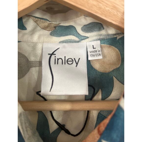 Finley Andie Button-Down Cropped Floral Blouse Large New without Tags - Picture 4 of 6